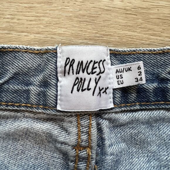 Princess Polly Asymmetric Straight Leg Jeans-Size 8 - Picture 9 of 12